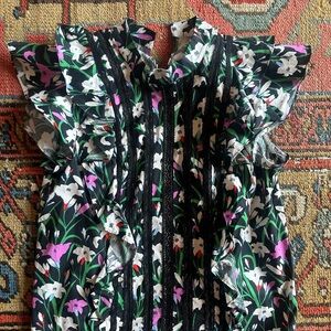 Veronica Beard Black and White Flutter Sleeve Sundress